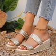 thumbnail image 5 of Dakaela Wedge Sandals for Women 2026 Two Band Braided Strappy Platform Espadrille Open Toe Slip on Summer Casual Slides Shoes Size 7.5, 5 of 8