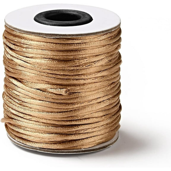 1Roll Nylon Rattail Satin Cord Beading String for Chinese Knotting Jewelry Making Pale Goldenrod 2mm about 50yards/roll(150 feet/roll)
