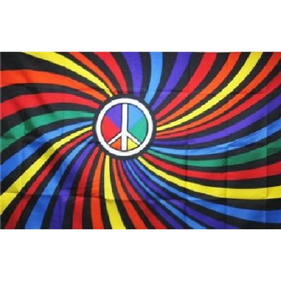 Rainbow Peace Swirl Flag Symbol Gay Pride Banner Festival 3x5 LGBT