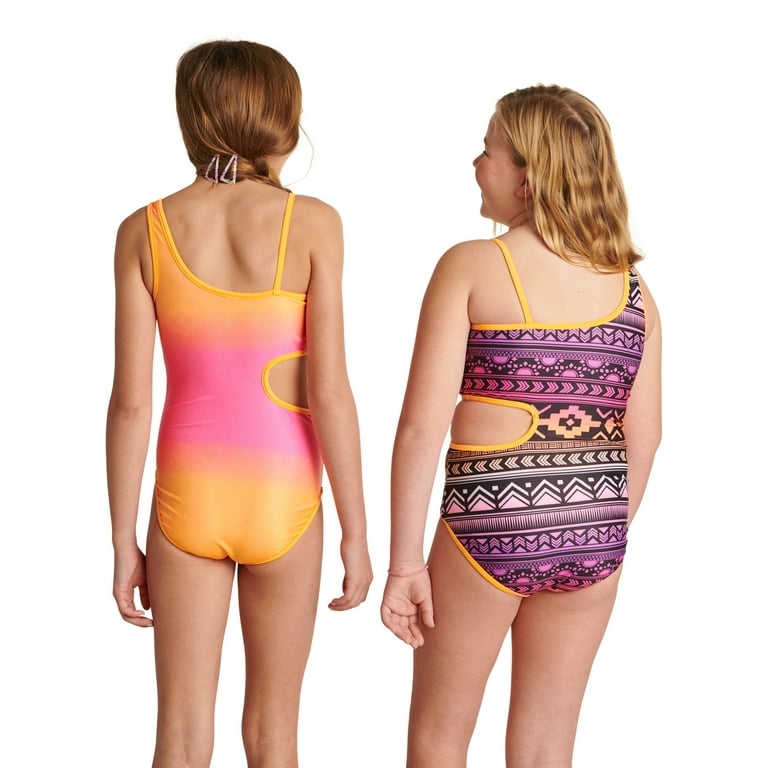 Justice Girls One Piece Cut Out Reversible Swimsuit, Sizes 5-18 