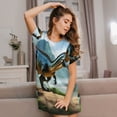 thumbnail image 3 of Fuzoiu Lake Forest Dinosaur A Print Women Nightgowns, Soft Comfy Lightweight Short Sleeves Sleepwear,Crew Neck Loungewear, 3 of 6