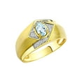 thumbnail image 3 of RYLOS Mens Rings Yellow Gold Plated Silver Ring 6X4MM Oval Shape Gemstone & Diamond Ring Aquamarine March Birthstone Rings For Man Silver Rings Size 13, 3 of 7