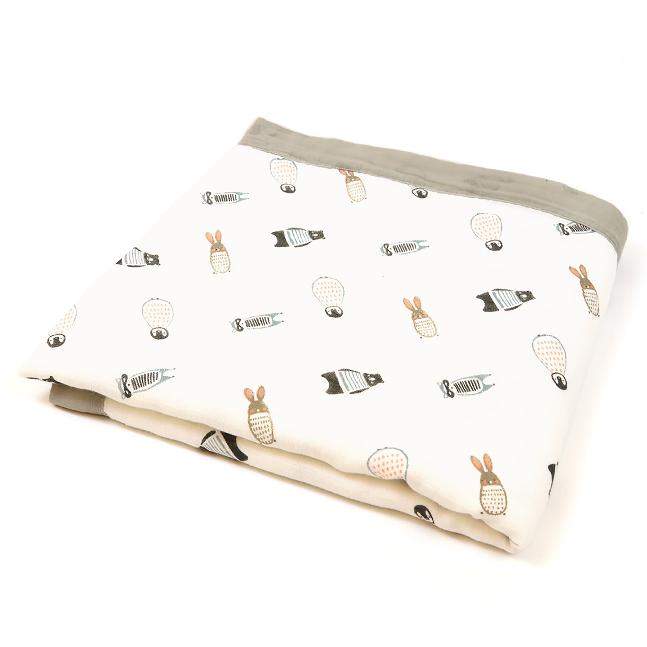 Baby Muslin Swaddle Blankets 4 Layers Gray Soft Toddler Quilt