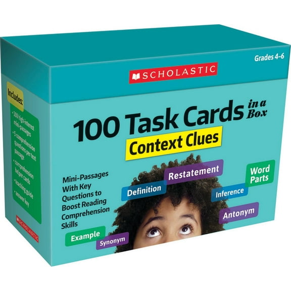 100 Task Cards in a Box: Context Clues, (Hardcover)