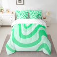 thumbnail image 2 of Manfei Retro Geometric Line 7-Piece Bedding Comforter Set,Modern Abstract Art King Bedding Sets,Green Wave Stripe Bed Sheets For Men Women,Ultra Soft Home Decor Reversible, 2 of 8