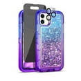 thumbnail image 1 of TASHHAR iPhone 14 Pro Case with Privacy Screen and Lens Protector 3 in 1 Anti Scratch Clear Glitter Shockproof Moving Shiny Quicksand Liquid Case for iPhone 14 Pro 6.1 inch 2022 Phone Blue+Purple, 1 of 6