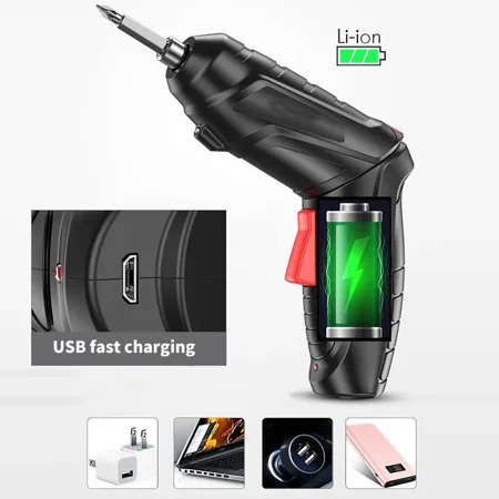 

2PC 47PC Cordless Electric Screwdriver Rechargeable Lithium Battery Mini Drill 3.6V Power Tools Set Household Maintenance Repair