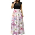 thumbnail image 2 of SMihono Robe Maxi Bohème d'Été pour Femmes Grande Taille Robe d'Été Colorée à Imprimé Floral Manches Courtes Robes de Plage Décontractées Maxi Robe de Plage, 2 of 5