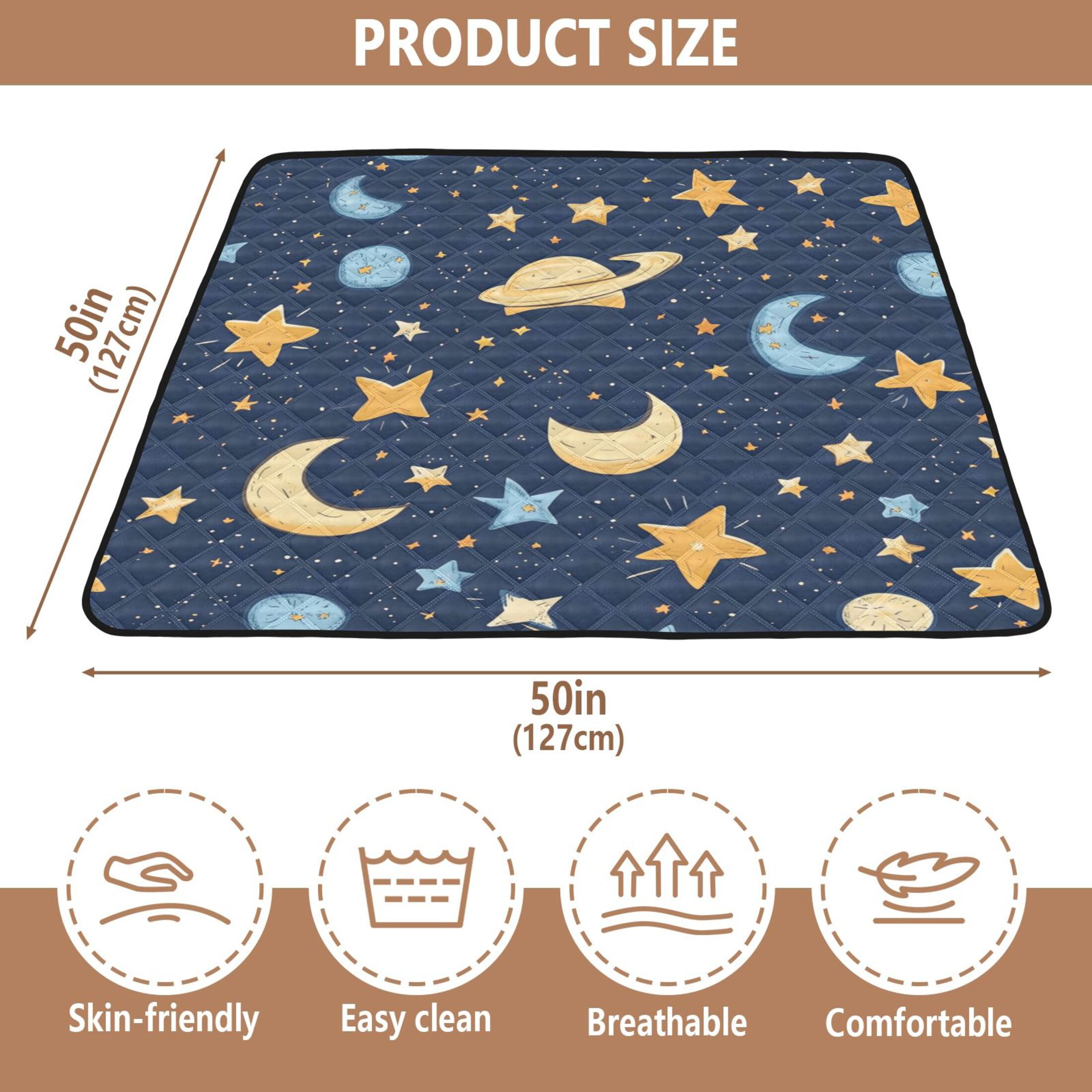 WOBOGO Cartoon Starry Sky Baby Playmats Extra Large Waterproof Rollable Activity Pads for Toddlers 50×50inch