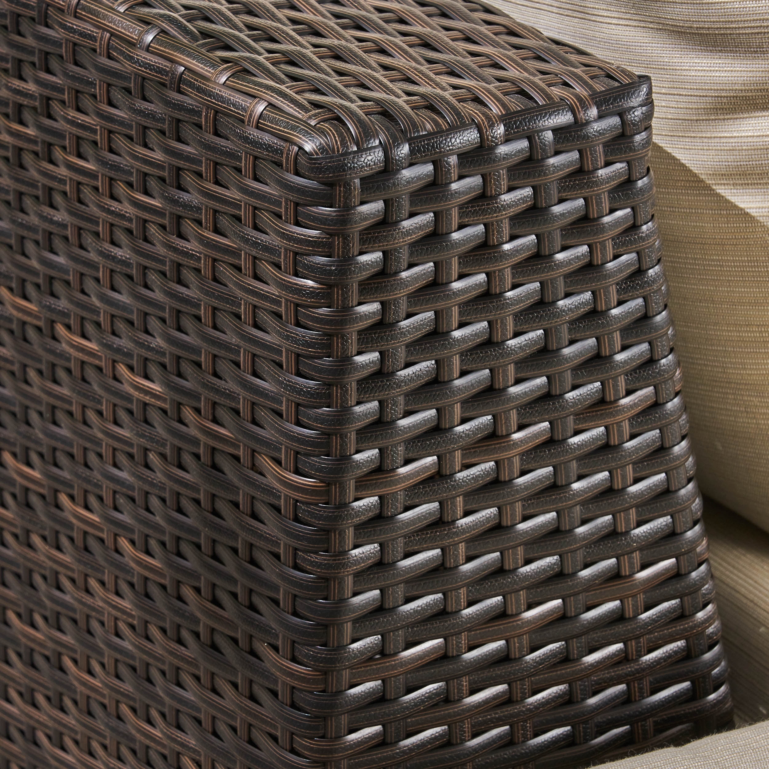 Brooke Outdoor 8 Piece Wicker Sofa Set and Cushions with Aluminum Frame, Multibrown, Beige