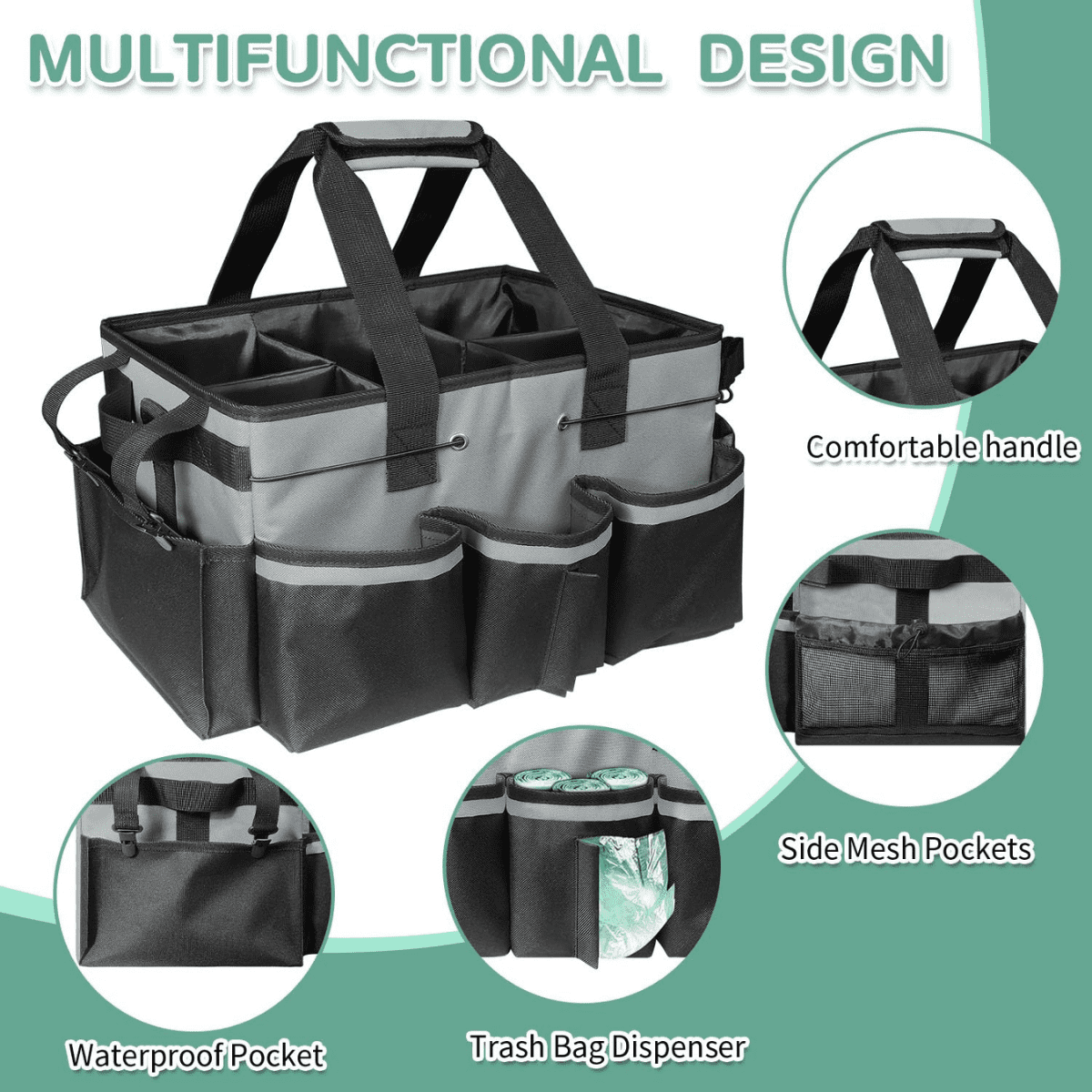 SPACEMUSE Large Wearable Tool Organizer Bag, with Multiple Pockets & Sturdy Handles, Multifunctional for Cleaning Supplies & Tools&nbsp;for House & Bathroom