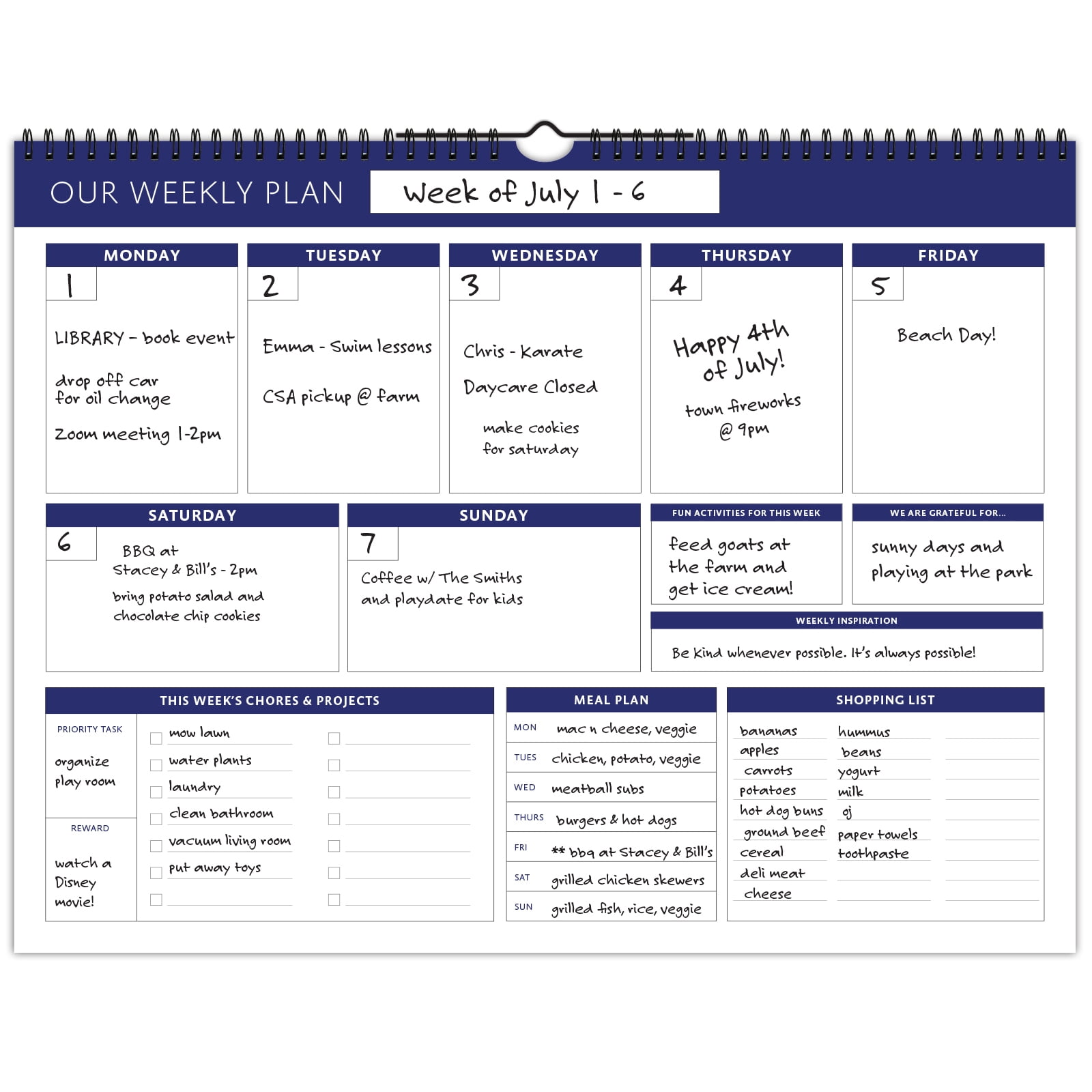 Global Printed Products Weekly Family Planner - 52 Undated Weeks for Planning and Organizing Family Activities - 13 x 17 - GPP-0079