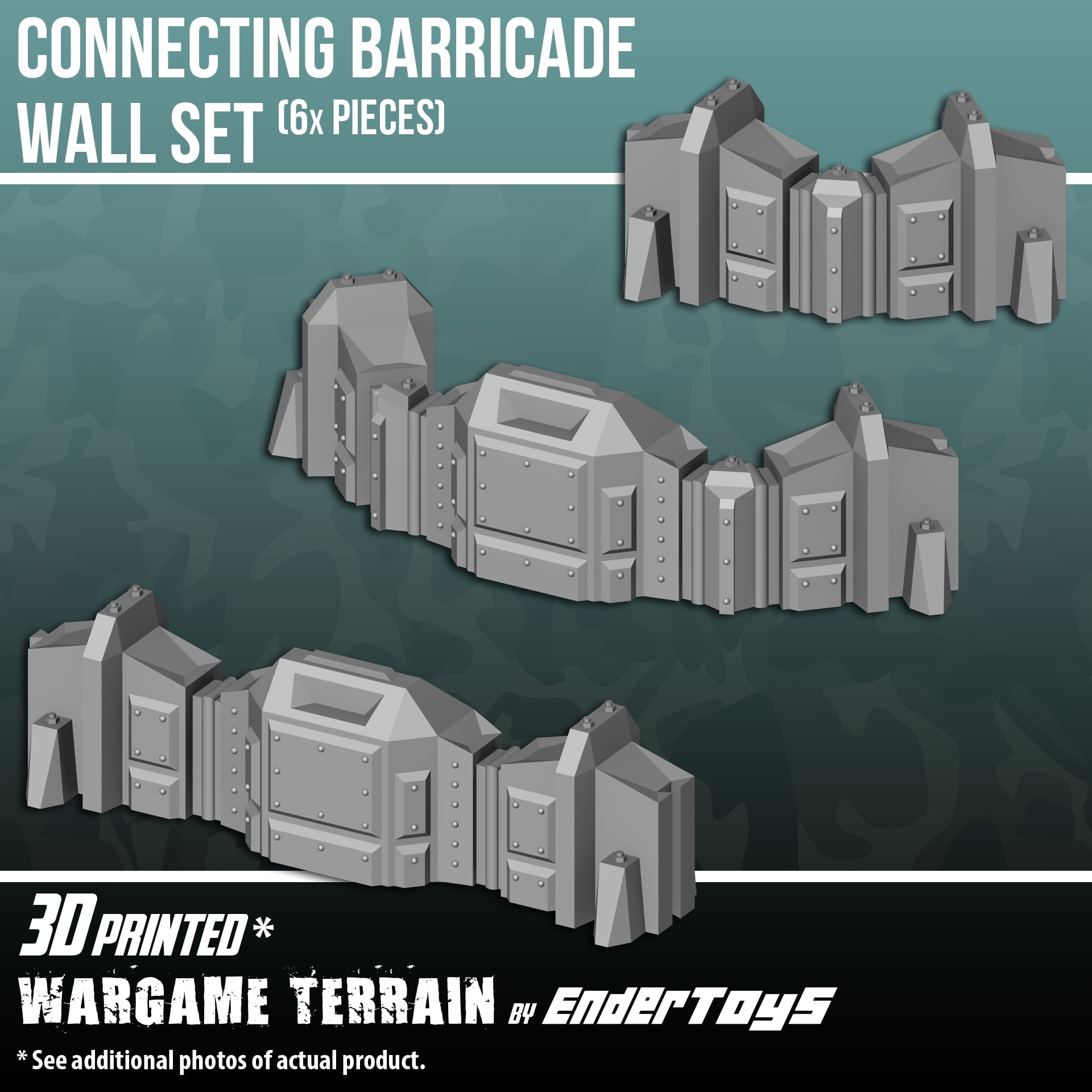 EnderToys Set Barricate Connecting Wall Per Wargame, 6 Pezzi Stampati 3D, Scala 28mm