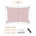 thumbnail image 5 of Red Striped Sun Shade Sail 12'x16' Rectangle Outdoor Shade Canopy, Red White Stripes Farmhouse Porch Shades Outdoor Sun Blocking Screen, Sunshade Cloth Covers for Patio/Deck/Garden, 5 of 5