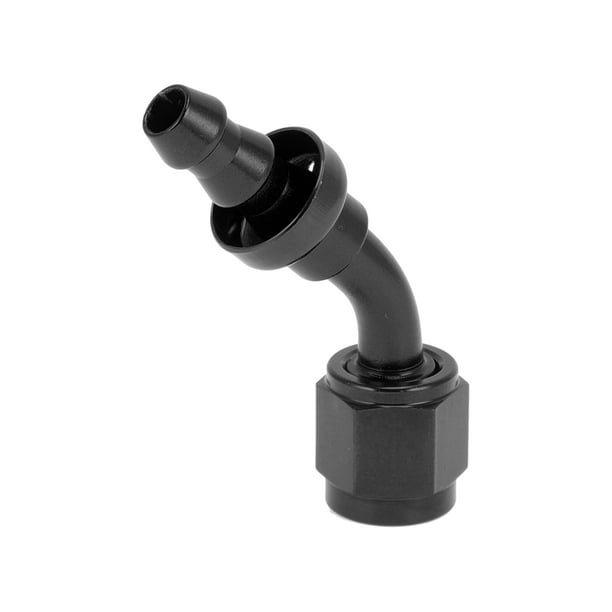 Conector de manguera de bloqueo por empuje de 45 grados AN4 1/4" ID de Unique Bargains, aleación de aluminio, manguera de combustible para automóvil, 1 pieza, negro