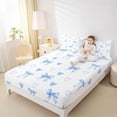 thumbnail image 3 of Erosebridal Girls Bow-Tie Queen Sheet Sets, Kawaii Love Hearts Bed Set, White Blue, 1 Flat Sheet, 1 Fitted Sheet and 2 Pillowcases, 3 of 5