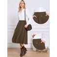 thumbnail image 2 of DARING DIVA Women's High Waist A Line Midi Skirts with Pockets XL Brown, 2 of 6