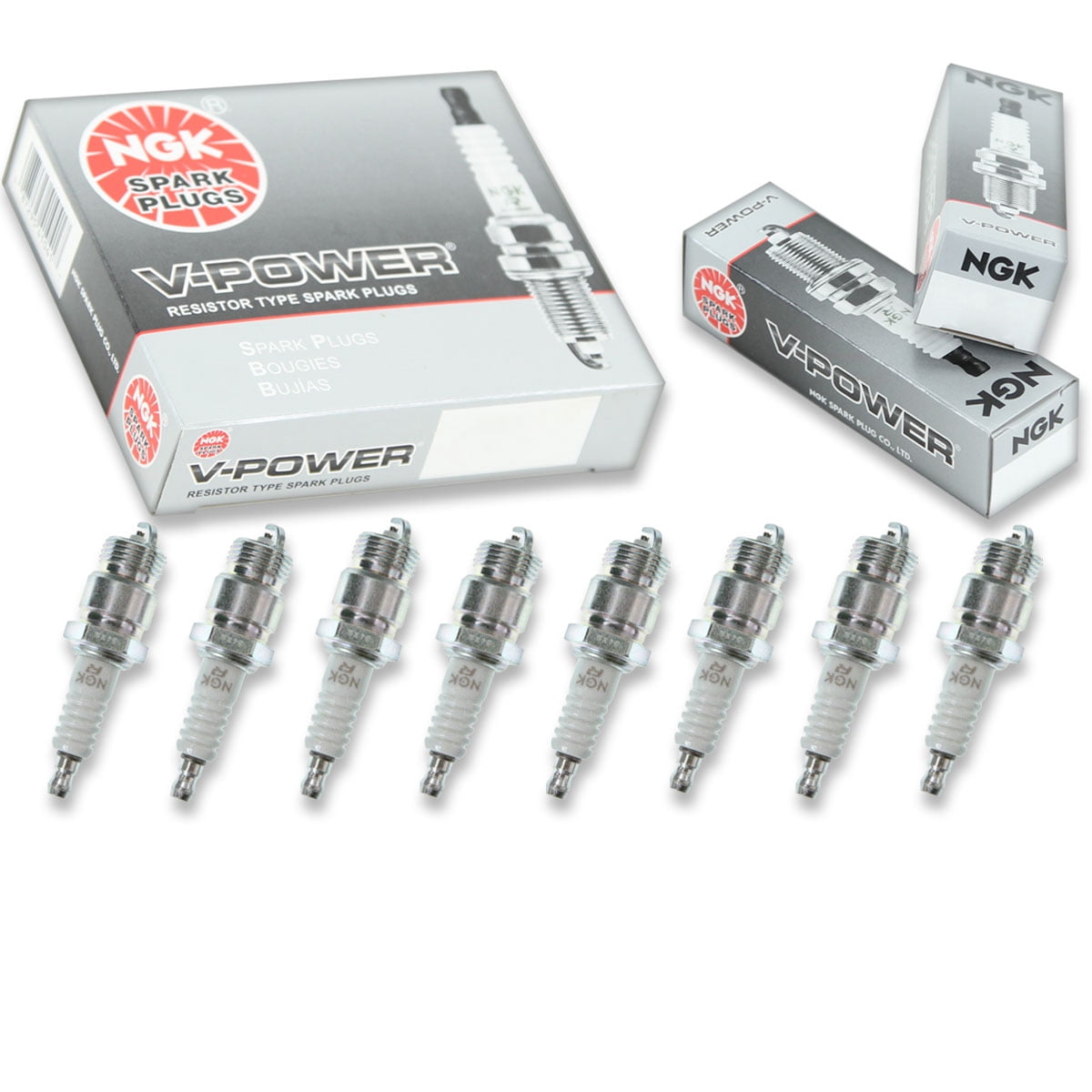 8 pc NGK 2438 V-Power Spark Plugs for 11 11C2 11S 156 166 1765178 21 21CC 21S 22 22CC 22S 3286 34 35 36 37 378 4011 409 44 45 45BP 45DP2 46 46BP 46DP2 5006 5007 5008 5009 5010 744 745 746 747 7550