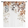 thumbnail image 2 of Eucalyptus Leaves Semi Sheer Curtains Drapes for Living Room, Bedroom, French Doors Window 45 Inches Long, Orange Blue Botanical Vintage Rod Pocket Chiffon Curtain Drapery Voile Draperies Panel, 2 of 6