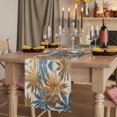 thumbnail image 2 of Navy Blue Brown 90 Inch Table Runner, Retro Tropical Palm Leaves Botanical Farmhouse Dresser Scarf Cotton & Linen Tablerunner for Dining/Kitchen Island/Holiday Party Décor 13" x 90", 2 of 9