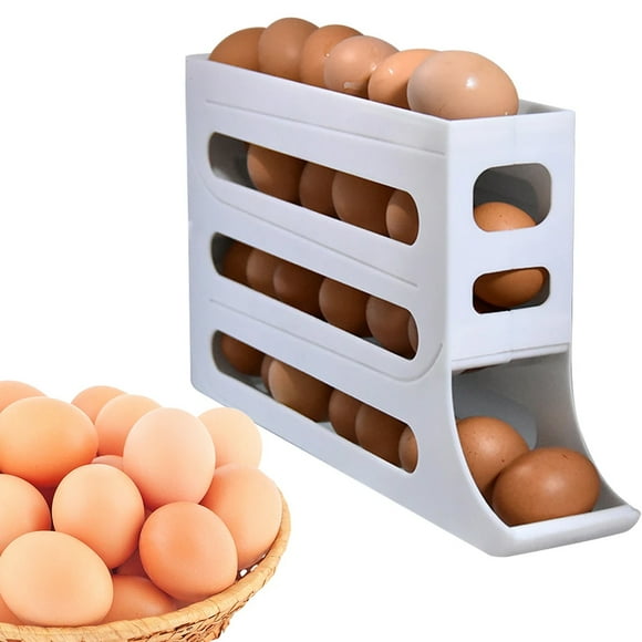 Porte-œufs, Distributeur d'Oeufs Roulant à 4 Niveaux, Contenant de Rangement pour Aliments, Organisateur de Rangement pour Réfrigérateur, Gain de Place