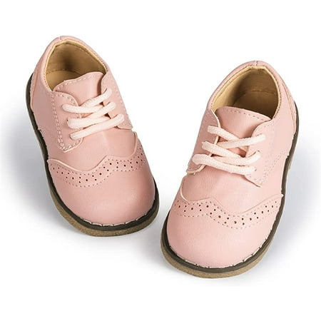 

QWZNDZGR Toddler Boys Girls Dress Shoes Little Kid Oxford Shoes Wedding Church Dress Shoes PU Leather Lace Up School Uniform Loafer Flats