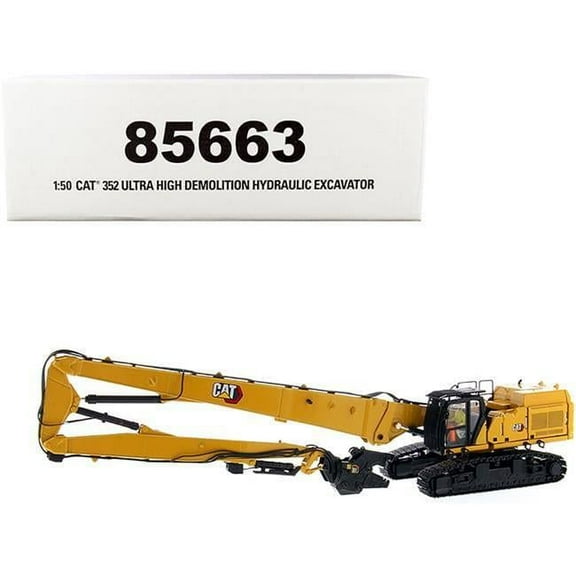 Diecast Masters  CAT Caterpillar 352 Ultra High Demolition Hydraulic Excavator with Operator & Two Interchangeable Booms High Line Series 1-50 Diecast Model Car