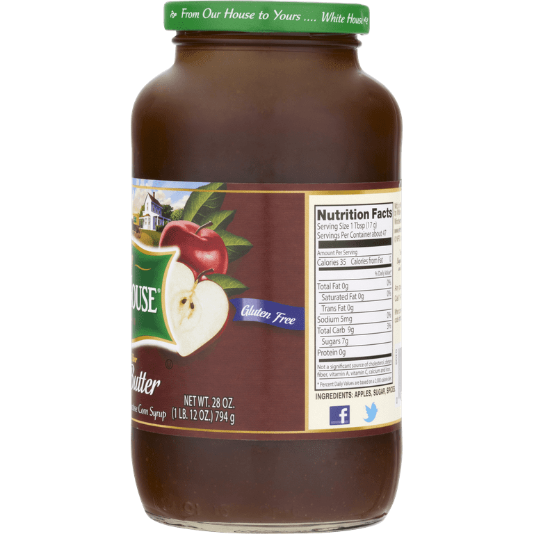 Natural Non-GMO White House Fruit Apple Butter, 28 oz Jar Natural Non-GMO White House Fruit Apple Butter, 28 oz Jar