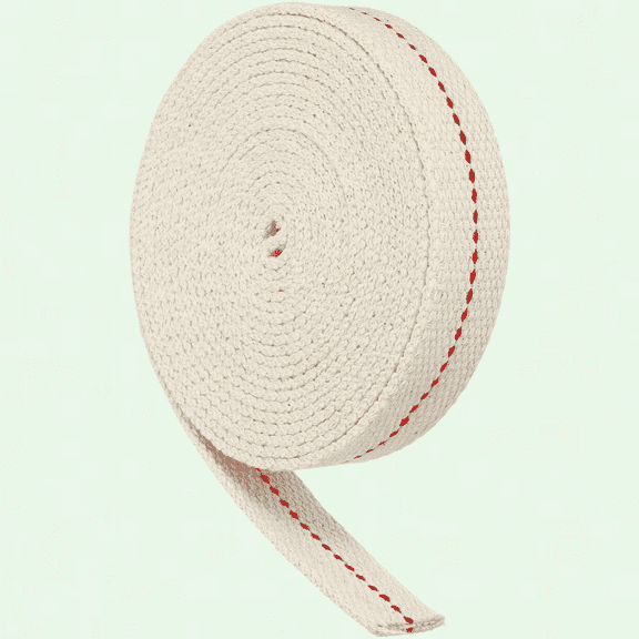 10ft Oil Lamp Wick for Kerosene Burner Lighting, 3/4 Inch Wide Flat Cotton Lanterns Wick with Red Stitch