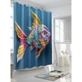 thumbnail image 3 of Fish Scales Paper Shower Curtain, Eyes Tail Mouth Fins Overlay Waterproof Shower Curtain Set with 12 Hooks Lightweight Washable Fabric Shower Curtains for Bathroom 60x72 Inches, 3 of 6