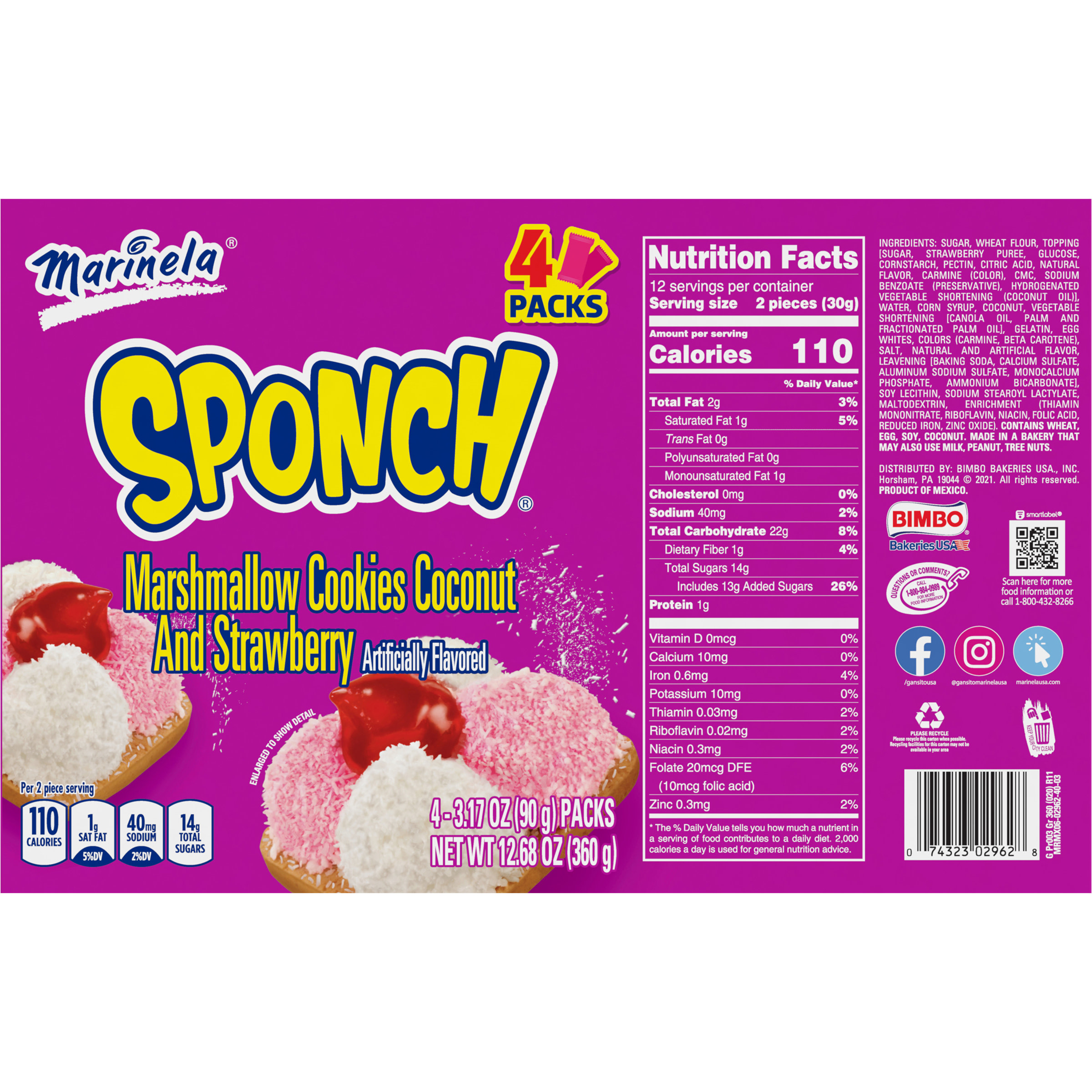 Marinela Sponch Marshmallow Cookies, 4 count, 12.68 oz - image 3 of 7