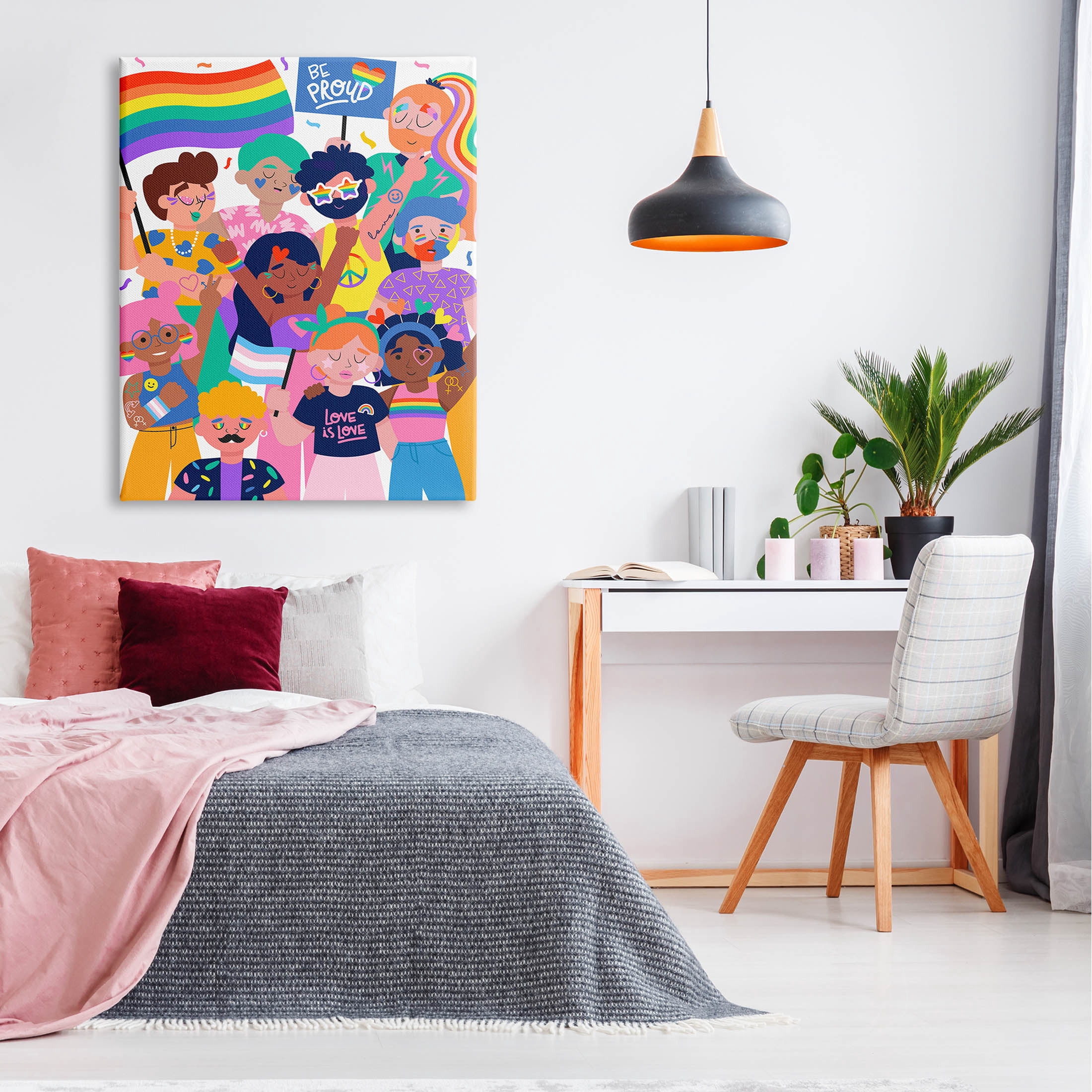 Be Proud LGBTQ+ Pride Inspirational Graphic Art Gallery Wrapped Canvas Print Wall Art