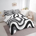 thumbnail image 3 of jejeloiu Modern Geometric Desgin 7 Pieces Bedding Comforter Set,Minimalist Stripes Lines Full Bedding Set,Black White Fitted Sheet Flat Sheet For Teens,Luxury Bedroom Decor Reversible, 3 of 8