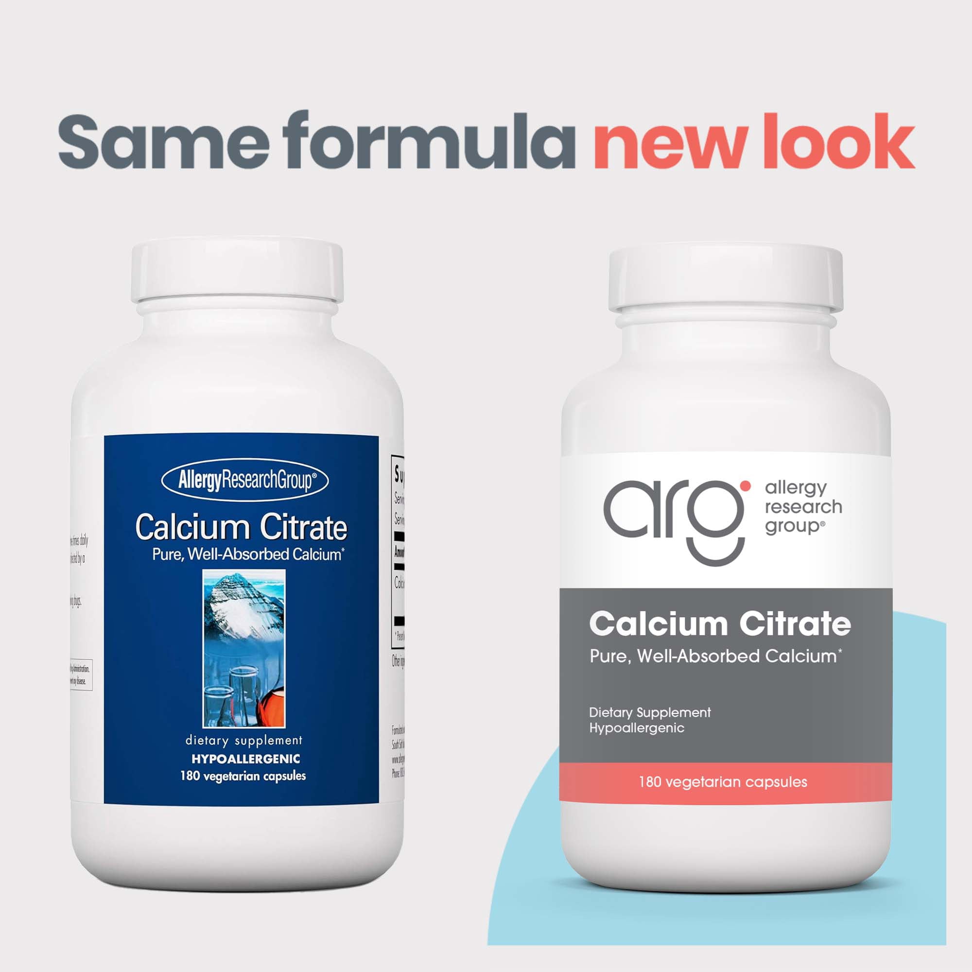 ARG Calcium Citrate - Delivers 150 mg Calcium - Well-Absorbed Mineral for Bone & Cellular Function - 180 Servings - 180 Capsules