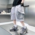 thumbnail image 2 of CONROSES Kids Boys Casual Shorts Wide Leg Baggy Shorts for Child Solid Elastic Waist Cozy Summer Jogger Shorts with Pockets, 2 of 4