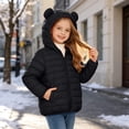 thumbnail image 5 of Winter Puffer Coat with Bear Ears for Boys Girls, Long Sleeve Hooded Zip Up Cotton Outerwear Jacket with Pockets, Black 10-11 Years, 5 of 8