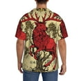 thumbnail image 3 of Naloa Mythical Red Stag Illustration Men's Loose Fit Cuban Collar Short-Sleeve Shirt, Hawaiian Shirts, Mens Shirts Casual for Everyday Wear Outings-3X-Large, 3 of 5