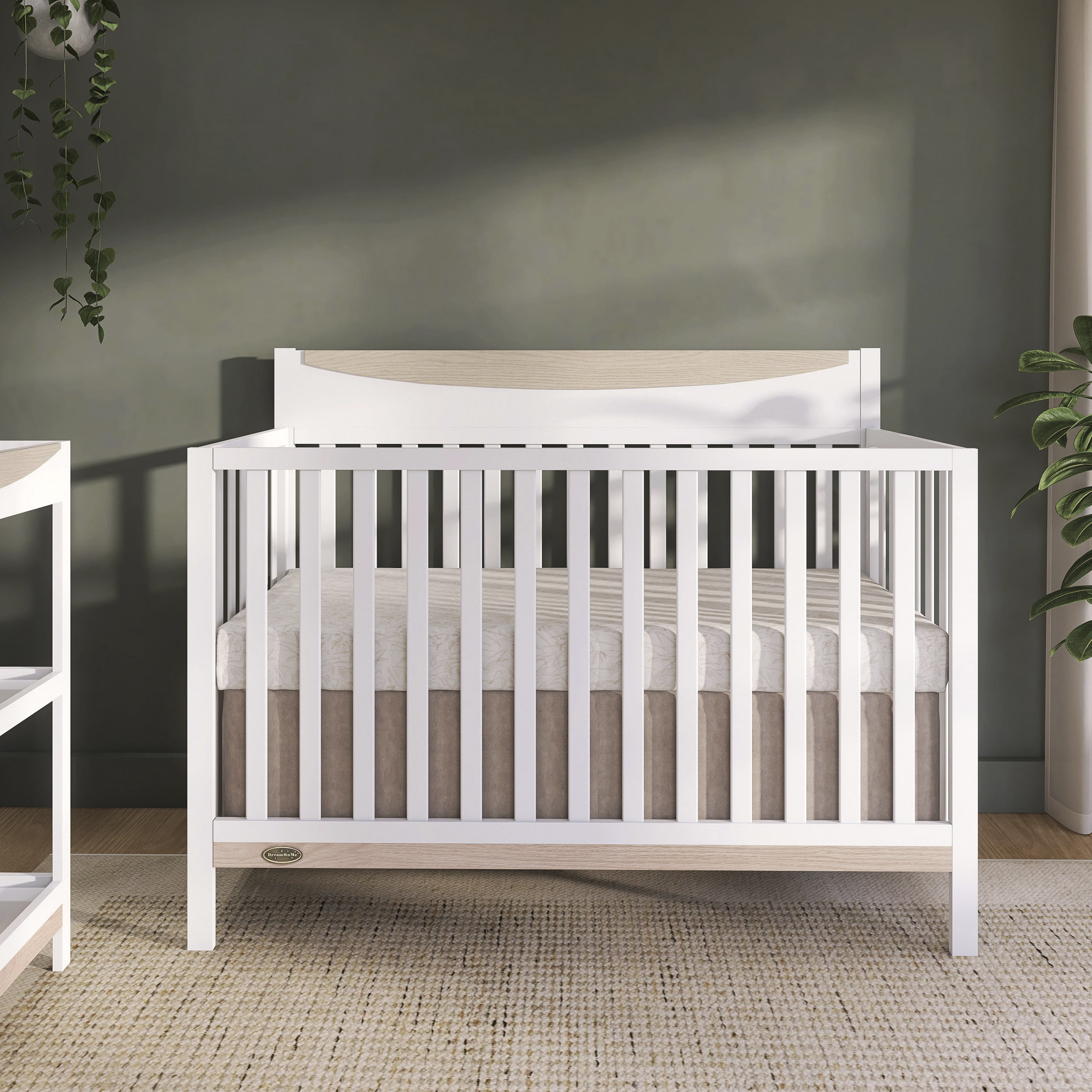 Dream On Me Emerson Convertible Crib, White & Vintage White Oak
