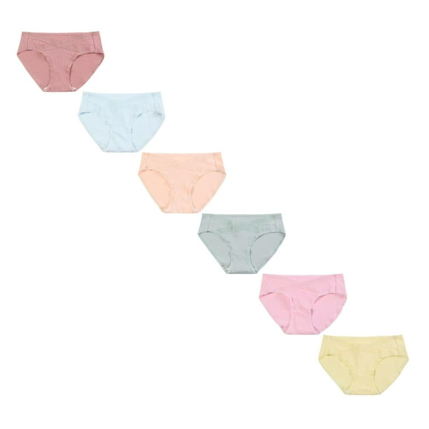 Calzones Algodon Mujer Faja De Maternidad Transpirable Con Rosca Para Mujer Embarazada, Cintura Baja, Soporte Para El Vientre, 6 Unidades