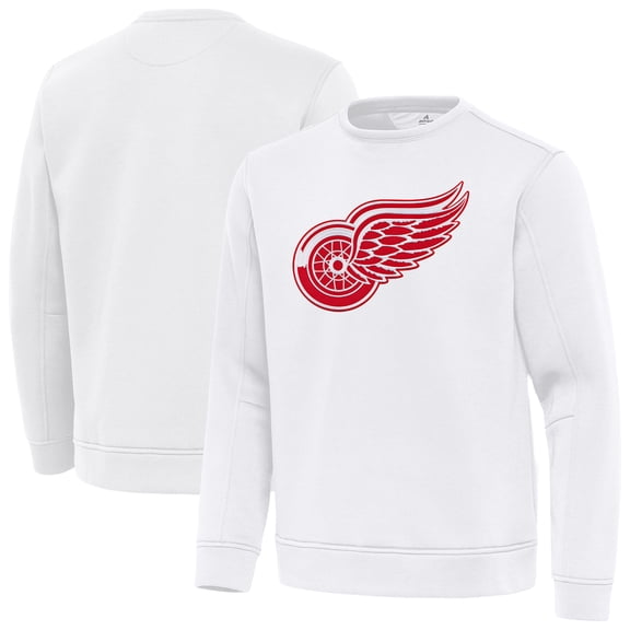 Men's Antigua White Detroit Red Wings Relevant Lightweight Pullover Sweatshirt