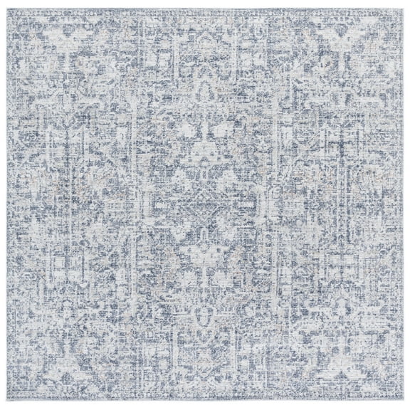 SAFAVIEH Hunter Sandford Abstract Polyester Area Rug, Ivory/Dark Grey/Sage, 6'7" x 6'7" Square