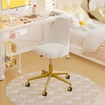 thumbnail image 2 of VECELO Office Swivel Chair, Upholstered Desk Chair with Adjustable Height, Rolling Task Computer Chair Makeup Vanity Chair, White, 2 of 7