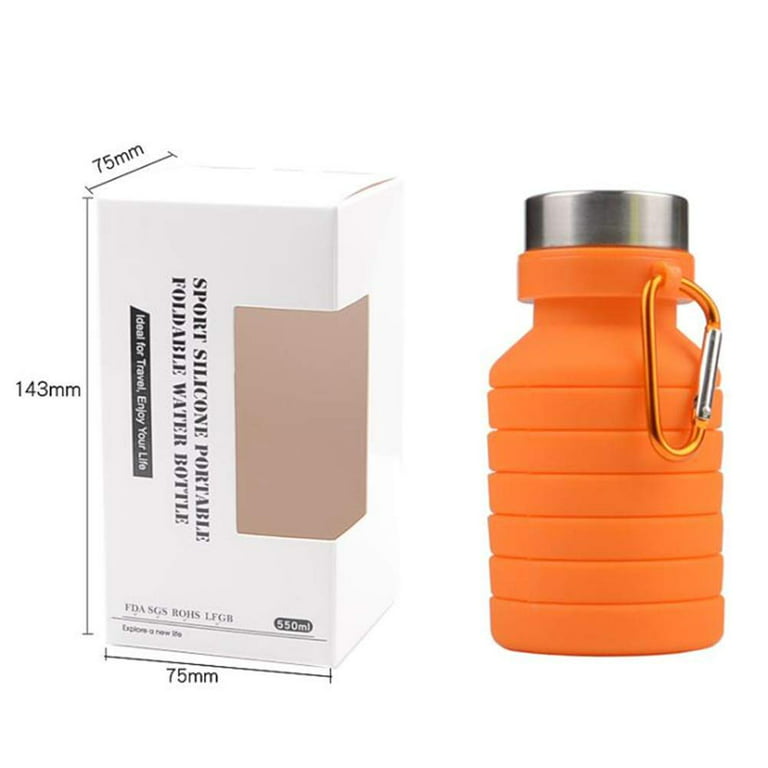 Amerteer Collapsible Silicone Sports Water Bottle - Compact Workout, Beach,  Festival, Travel Drinking Foldable Water Bottles - Leak and Shockproof,  100% Safe Material with Carabiner 