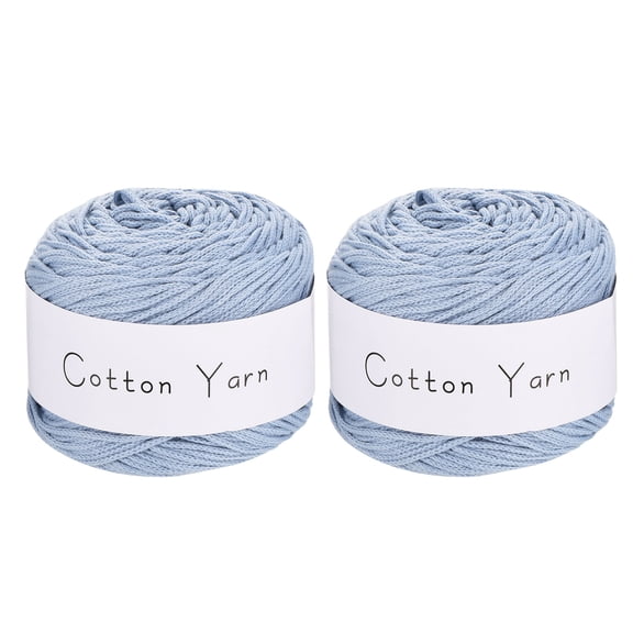 Uxcell 2 Skein Cotton Yarn, 100% Cotton Chunky Yarn for Hand Knitting, Blanket Yarn for Crocheting Each of 204g/7.20oz(Per Skein 150m/164 Yard)/Pale Blue