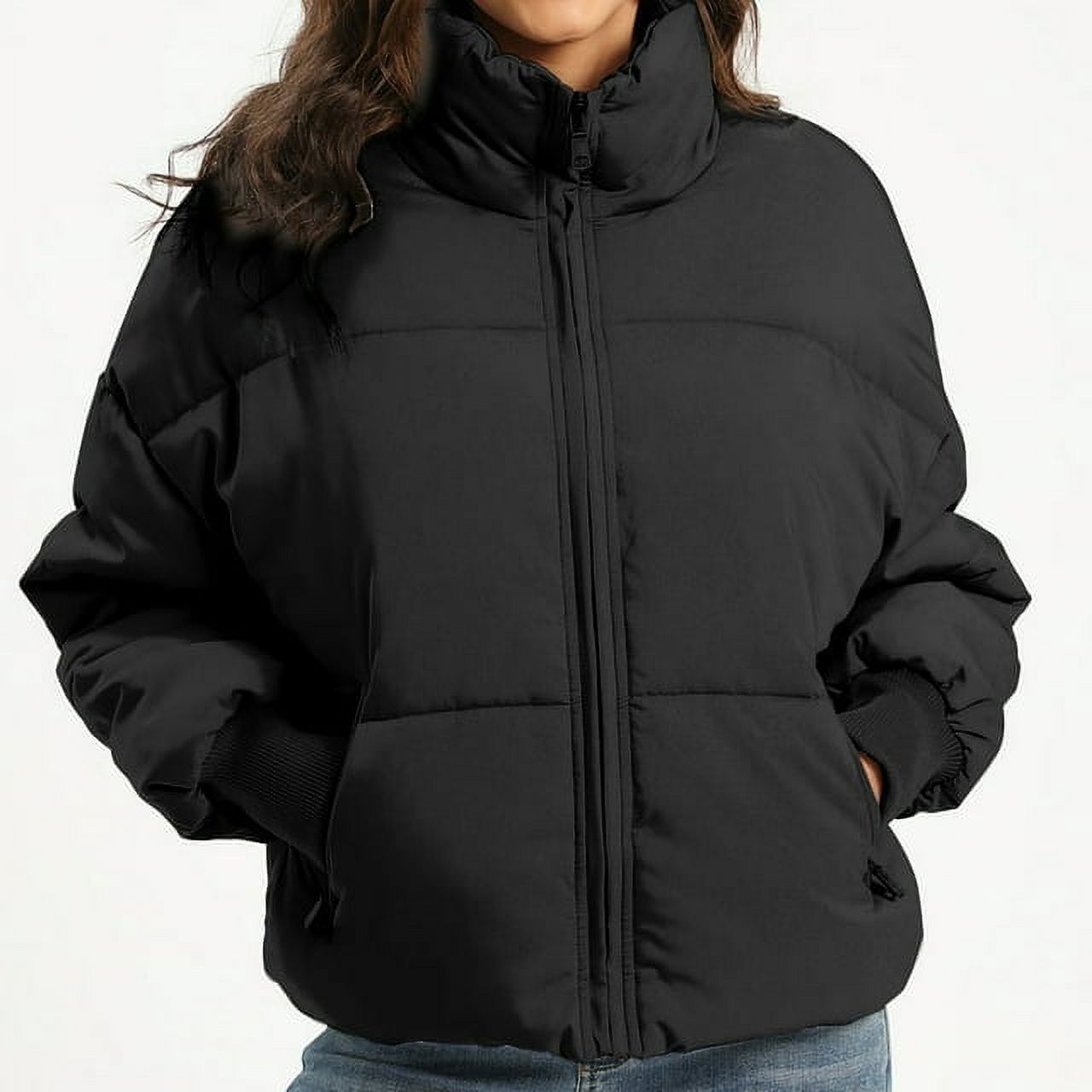 Movsou Women’s Cropped Puffer Jacket with Stand Collar - image 3 of 6