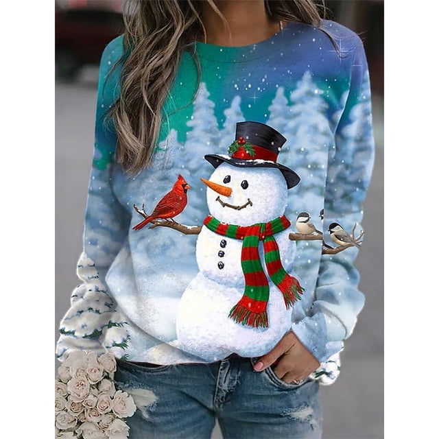 Sudaderas con capucha navideñas con estampado 3D de muñeco de nieve para mujer, Y2k Sudadera con capucha de manga larga, jerséis de gran tamaño, Tops, ropa para mujer