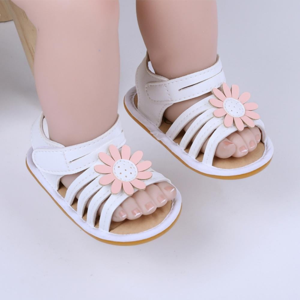 Baby Girls Toddler Summer Sandals Hook and Loop Leather Sun Flower Princess Shoe
