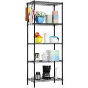 Lowestbest 5 Tier Wire Shelving, Metal Storage Shelves, Heavy Duty Adjustable Shelf Standing Kitchen Rack, Black (21.25 x 11.42 x 59.06)