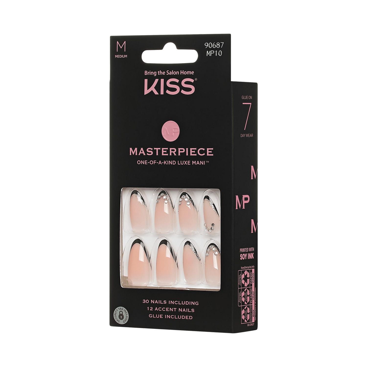 KISS Masterpiece - Fake Nails - Perfection - Almond - Medium - 30 count, KISS Masterpiece