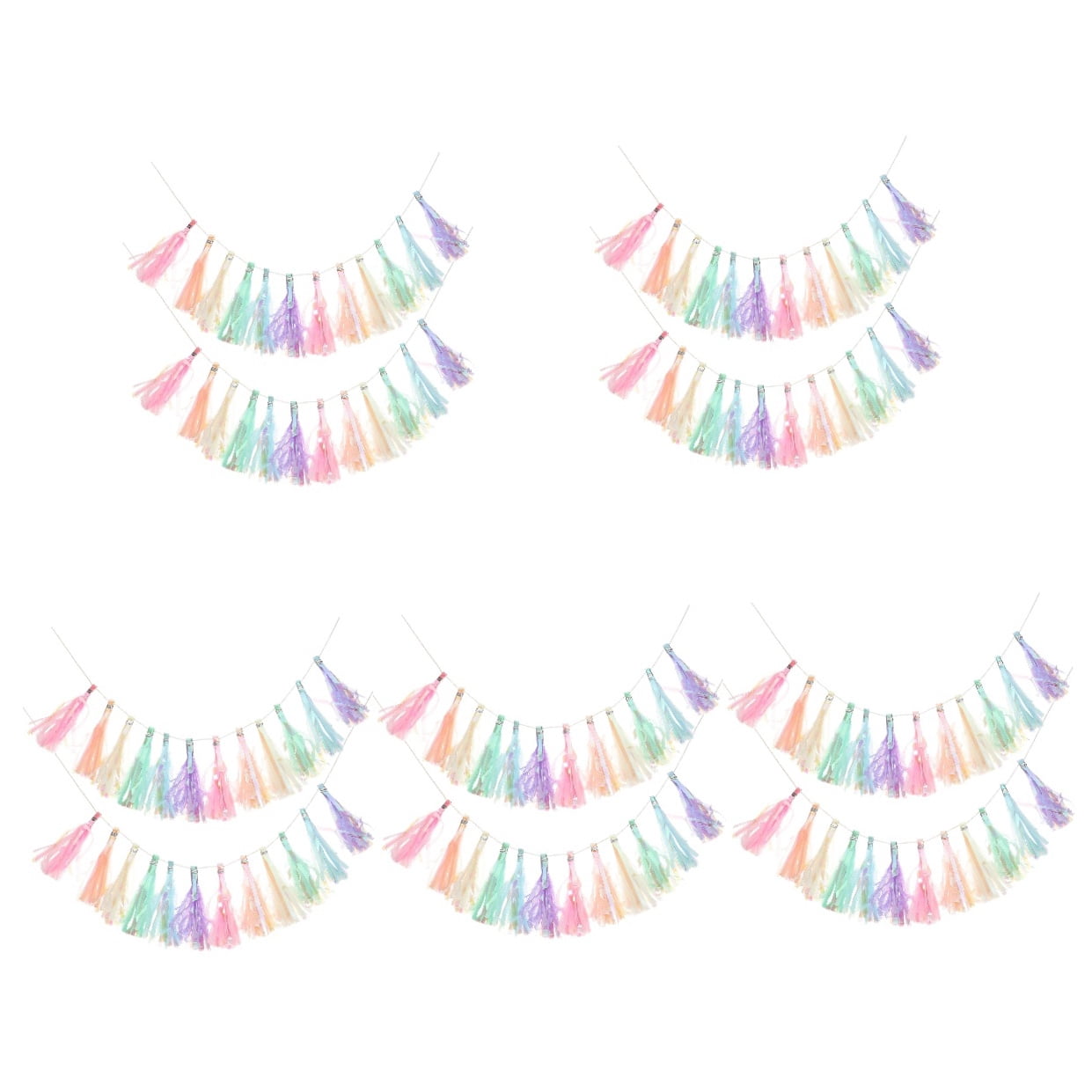 WORGEOUS 10 Pcs Paper Tassel Garland Banner for Birthday Party, Wall Hanging Decor, Girls Room Decoration, Festive Backdrop